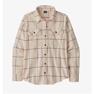 Patagonia XS Organic Cotton Midweight Fjord Flannel Shirt Cream Purple Women's